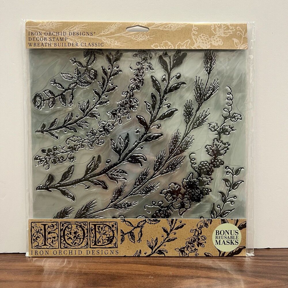 IOD Wreath Builder Classic Decor Cling Stamp Set Iron Orchid Designs NEW-Retired